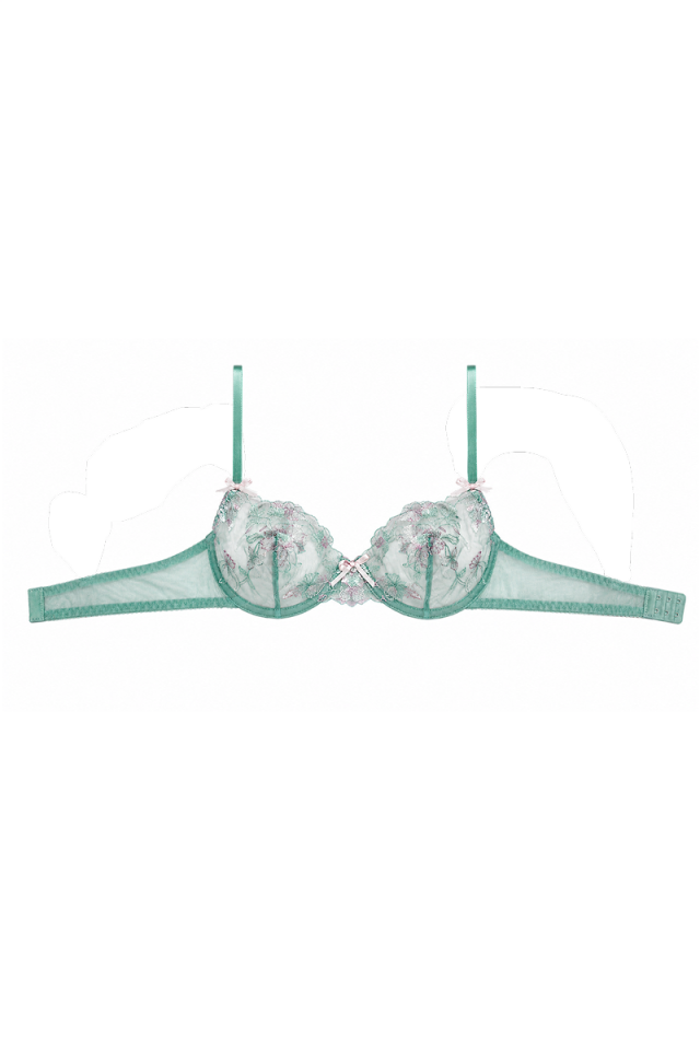Su Yeşili Çiçek Nakışlı Jartiyer Takımı (3 Parçalı Set)
